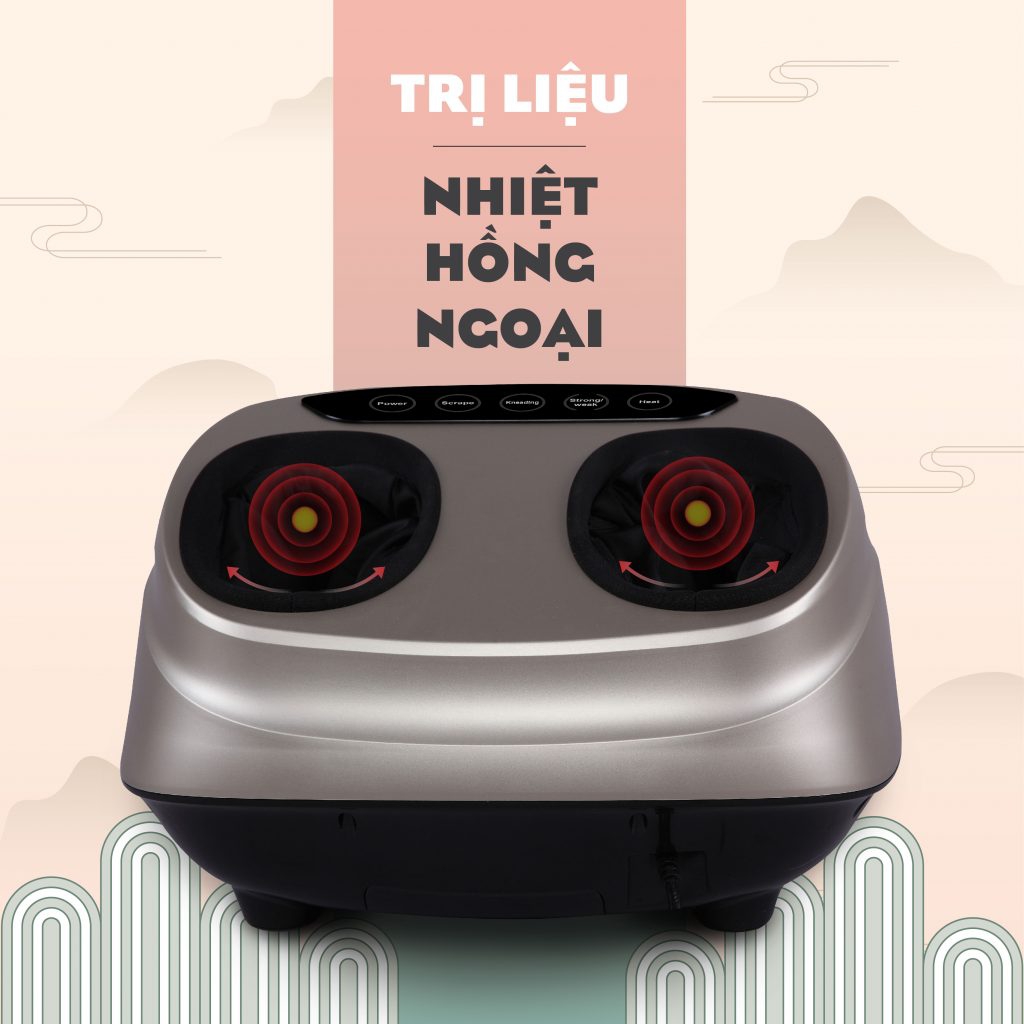 Sử dụng công nghệ sưởi ấm nhiệt hồng ngoại ở ngay vị trí massage lòng bàn chân Sử dụng công nghệ sưởi ấm nhiệt hồng ngoại ở ngay vị trí massage lòng bàn chân